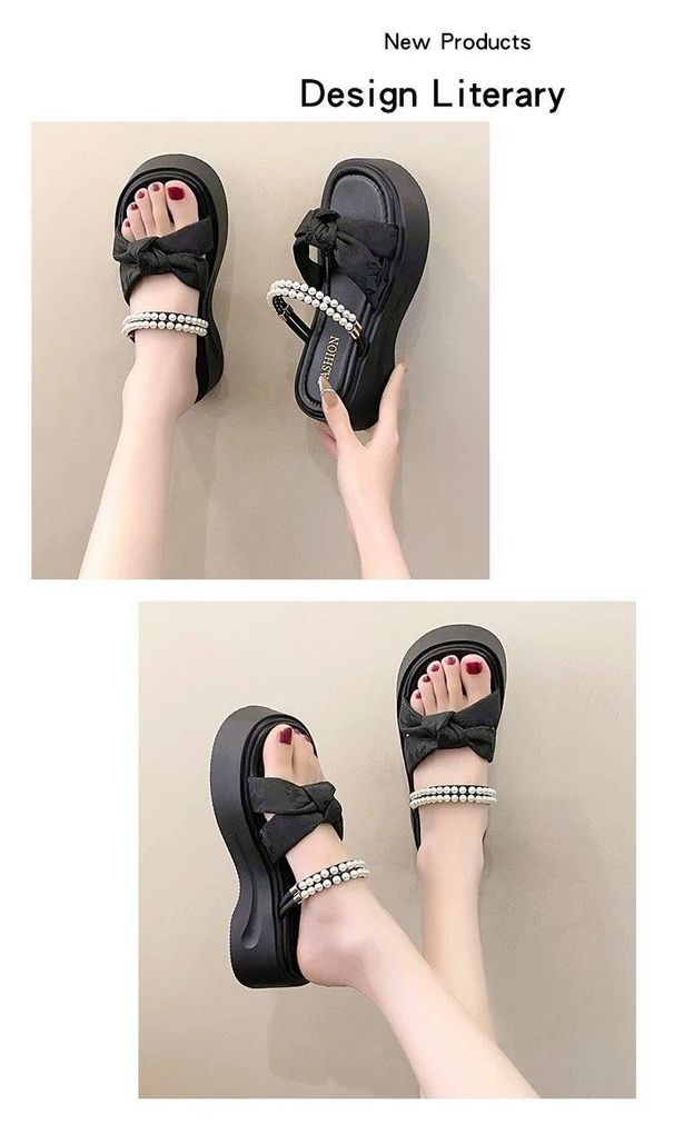 Pearl Country Wind Slippers Women Wear 2025 New Fairy Wind With Thick Skirts And Ladies Sandals And Slippers._vogvips.com