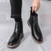 New Fashion Chelsea Boots Men's Business Black Top Leather Shoes Cover Round Toe British Style End Boots Casual Leather Boots_vogvips.com