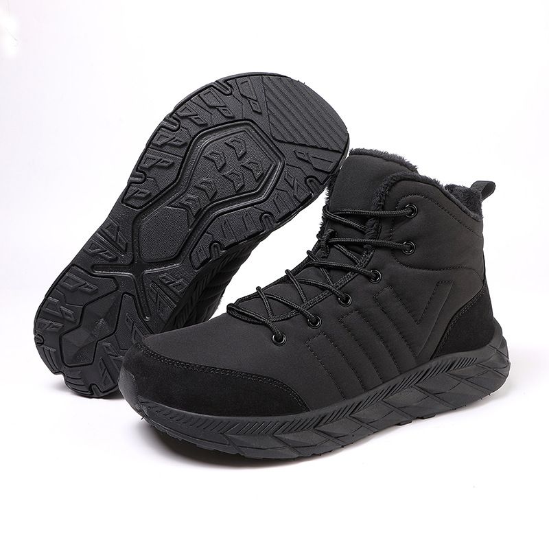 Large Size Cotton Shoes Men's Autumn Wear-resistant And Non-slip Outdoor Casual Cotton Boots Couple's Velvet Warm Snow Boots_vogvips.com