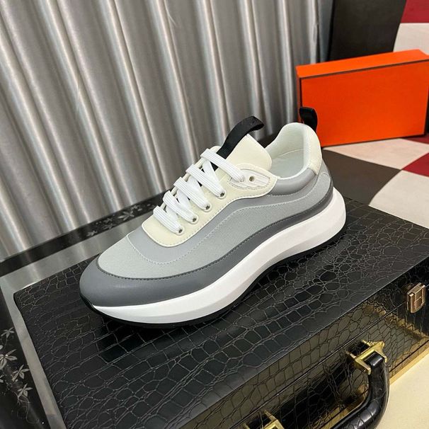 Light Luxury Sports For Men, Cowhide Patchwork Mesh Summer Breathable Color-Block Casual Shoes, Soft Sole_vogvips.com