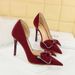 New Pink High Heels Large Size 41 To 43 Side Hollow Shallow Mouth Pointed Rhinestone Bow Sexy Goddess Stiletto_vogvips.com