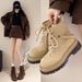 British Style Two-Way Women's Martin Autumn Winter Lace-Up Chunky Heel Thick Sole Short Petite Versatile Boots_vogvips.com