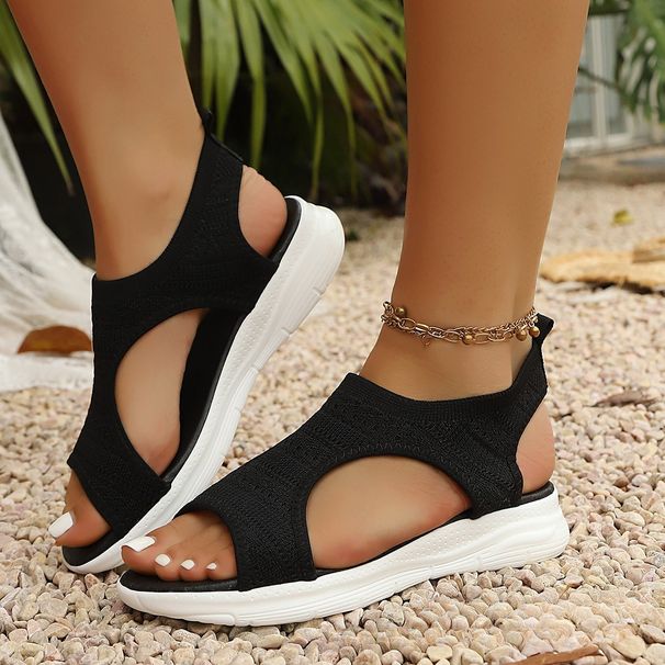2026 Summer New Large Size Casual Fly-woven Sandals Women's Fish Mouth Mesh Platform Sandals_vogvips.com
