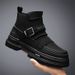 Men's Classic High-Top Martin Boots - Waterproof PU Leather, Slip-Resistant Rubber Sole, Comfortable Cushioning & Height Increase (3-5cm) - Casual_vogvips.com