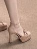 The Black Thick-heeled Waterproof Platform Mary Jane Shoes With A Niche Design Feel Are Slimming High Heels For Women_vogvips.com