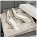 Women's Crystal Flower High Heel Wedding Shoes White Satin Evening Gown Reversible Shoes For Wedding Dresses_vogvips.com