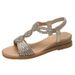 Foreign Trade Plus-size 2025 Summer New Style Rhinestone Wedge Women, Roman Open-toe Fashion Sandals For Outdoor Wear_vogvips.com