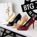 Bow Stiletto High Heels Women's French Patent Leather Glossy Pointed Single Shoes Women_vogvips.com