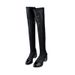 Autumn Winter Fashion Elastic Over-the-Knee Slimming Long Pointed Toe Chunky Heel Mid-Heel Martin Boots_vogvips.com