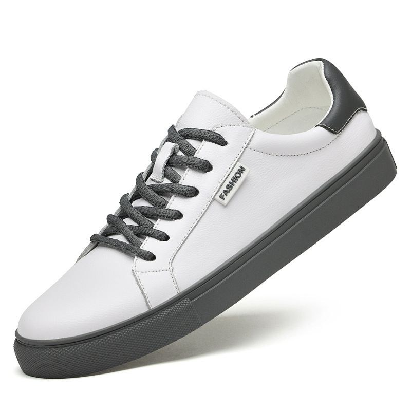 Men's Shoes First-layer Outdoor Casual Board Shoes European Station Guochao Breathable White Shoes_vogvips.com