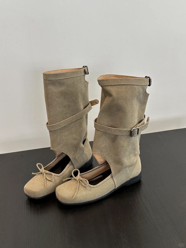2025 New Niche Fashionable Melard Summer Boots For Women With Bowknot Hollow Breathable Casual_vogvips.com