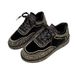 Women's Rhinestone Fashion Sneakers - Chunky Sole Lace-Up Casual Shoes For All Seasons_vogvips.com