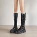 Black British Style Chunky Heel Thick Sole Long For Women 2025 Autumn Winter New High Slimming Knight Boots_vogvips.com