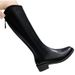Over-the-Knee Short Petite Women, Chunky Heel V-Cut Pointed Toe Riding Boots, 2023 Autumn Winter New Thick-Soled Long_vogvips.com