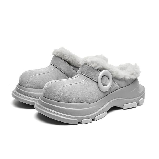 Men's Shoes Winter Couple Thick Soled Closed Toe Warm Snow Boots One Step Waterproof And Non Slip Big Toe Slippers Couple Cotton Shoes_vogvips.com