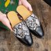Summer Fashion Snake Pattern Half-slippers Men's Outdoor Casual Half-slippers Personalized Heel-free Slippers One-foot Pointed Toe Versatile Sandals_vogvips.com