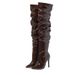 Elegant Pointed-Toe High Heel Over-The-Knee Boots For Women - PU Leather, 11CM Heel, Slip-Resistant, Fashionable & Comfortable (Dark Brown)_vogvips.com