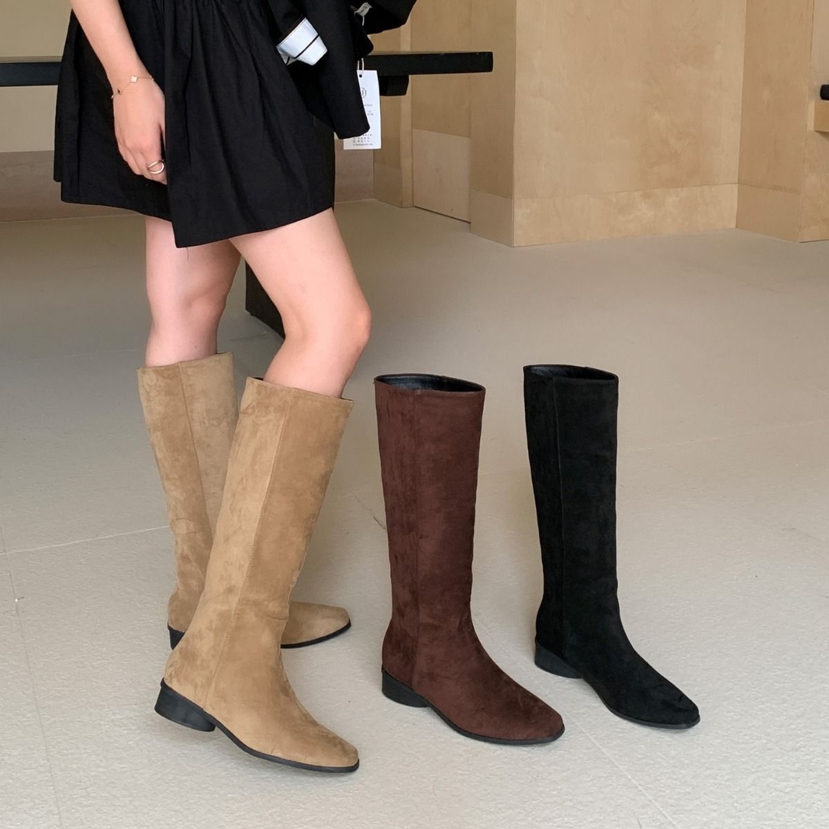 Suede Pointed Toe Long For Women 2024 New Versatile Over-the-Knee Flat High Tube Riding Boots_vogvips.com