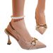 2026 New Cross-Border Foreign Trade European And American Large Size Pointed Toe Hollow One-Strap Metal Buckle Wedge_vogvips.com