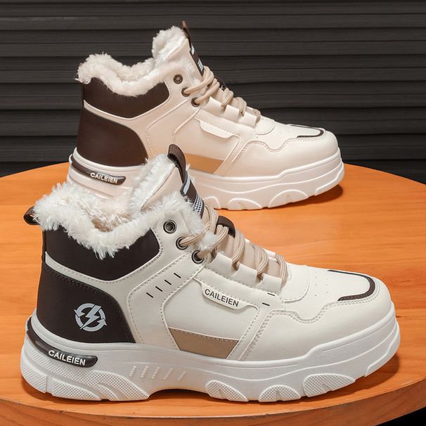 Winter Men's Shoes Fleece-Lined High-Top Martin Boots, Trendy Versatile Thick-Soled, Extra-Thick Warm Cotton Shoes, Men'_vogvips.com