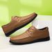 Round Head Leather Shoes Low-top Flat Shoes Retro Casual Shoes Men's Leather Shoes_vogvips.com