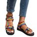 Women's Oversized Printed Flat 2025 Spring/summer New Thin Soled Ethnic Style Velcro Beach Sandals_vogvips.com
