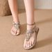 2025 New Cross-Border European And American Fashion Versatile Casual Flat Toe Clip Rhinestone Comfortable Beach Sandals_vogvips.com