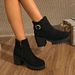Leopard Print Platform Mid Heel Ankle Boots Chunky Fashion Boots Autumn New Plus Size For Women_vogvips.com