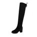 Over-the-Knee For Women Winter Fleece-Lined Breathable High Chunky Heel Stretch Slim Boots To Wear With Skirts_vogvips.com