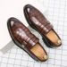 New Fashion Men's Brown Business Casual Loafer Shoes Daily Office Black Buckle Monk Men's Shoes One Foot Cover Banquet Dress Wedding Leather Shoes_vogvips.com