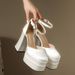 Elegant Mary Jane Wedding Heels - Comfortable 8cm Platform Bridal Shoes For Petite Brides | Champagne/White/Black | Adjustable Ankle Strap_vogvips.com