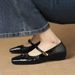 Cameido Mary Jane Shoes With Buckle And Low Heel Spring Pleated Square Toe Platform Single Shoes_vogvips.com