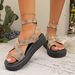 New High Sense Platform Women's Shoes Leopard Print Cross Toe Sandals_vogvips.com
