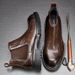 European Warm Series Calfskin For Men, Autumn And Winter Mid-Calf Round Toe Men's Boots, Thick-Soled Outdoor Martin Boots_vogvips.com