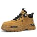 European Warm Series Men's Fashion Rotating Button No-Tie Slip-On Work Yellow Autumn Winter Outdoor Sports High-Top Martin Boots_vogvips.com