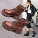 British Style Leather Ankle Boots 2023 Autumn Winter Fleece Lined Versatile Martin Shoes Women Spring High Appearance_vogvips.com