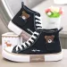 Comemore High-top Canvas Woman Vulcanized Shoes Flats Casual Espadrilles For Women Spring Lady Black White Bear Lace Up_vogvips.com