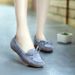 2025 New Bow Tassel Cow Tendon Soft Bottom Flat Low Top Single Round Toe Bean Pregnant Women's Shoes_vogvips.com