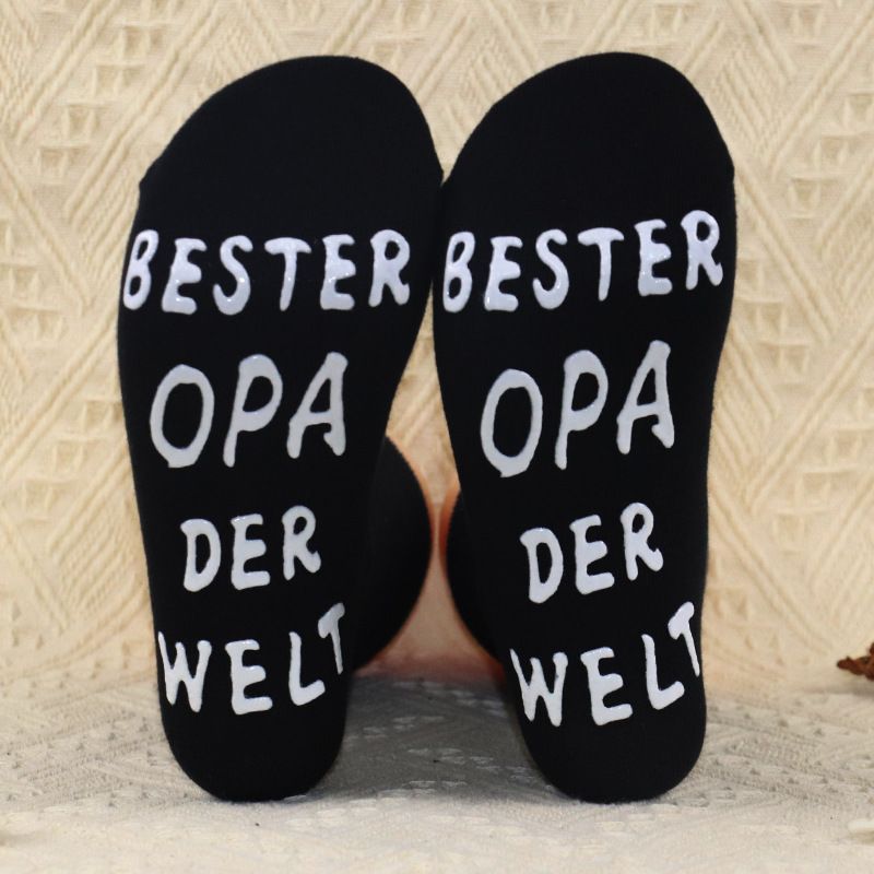 Mid-tube cotton socks sole letter non-slip adhesive socks creative casual sports floor socks_vogvips.com
