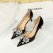 638-AH19 Light Luxury Banquet Women's High Thin Heels, Shallow Mouth, Sharp Point Side Hollow Water Diamond Bow Tie_vogvips.com
