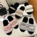 Women’s Shoes Fur Crystal Flat Slippers With Diamonds Fashion High And Low Wool, Cotton Slippers_vogvips.com
