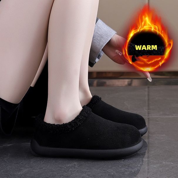 Round Headed Flat Cotton Shoes For Autumn And Winter Of 2025, New Style With One Foot Low Top Fur Shoes And Plush Boken Shoes For Women_vogvips.com