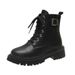 White Martin 2024 New Single British Style Thick Sole Height Increasing Plus Size Short Boots For Women_vogvips.com