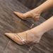 Cross-border Mesh High-heeled Shoes With A Unique Design, Elegant And Sophisticated, Semi-closed-toe Sandals For Women,_vogvips.com