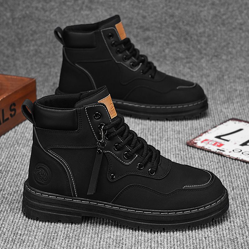 2025. Martin Boots, Men's High-top Yellow Boots, Men's Thick-soled Short Boots, Trendy Shoes_vogvips.com