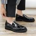 New Fashion Men's Brown Business Casual Loafer Shoes Daily Office Black Buckle Monk Men's Shoes One Foot Cover Banquet Dress Wedding Leather Shoes_vogvips.com
