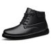 Men's Genuine Leather High-top Boots With Fleece Lining, Warm Real Wool, Cotton Casual Short Cowhide Boots, Large Size_vogvips.com