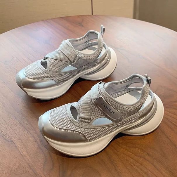 Unity Breathable Women's Sandals 2026 Spring/Summer New Thick-Soled Hollow Thin Versatile Velcro Dad Shoes For Women_vogvips.com