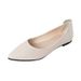Genuine Leather Women's Soft-soled White Shoes, Pointed Toe, Flat Sole, Soft Leather, Non-slip, Comfortable Long_vogvips.com