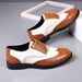 Euro Step Autumn New Brogue For Men, Carved Color Block, Large Size, Youth Versatile, Business Formal Men's Leather Shoes Trend_vogvips.com
